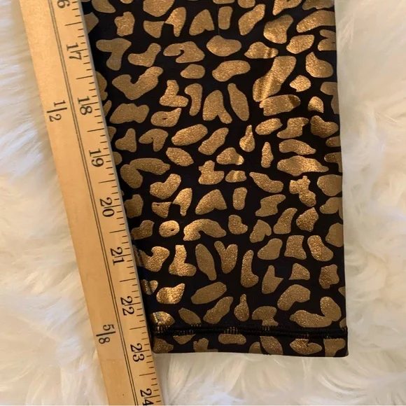 IVL Collective Gold Metallic Cheetah Animal Print Chi Chi Foil HW Leggings Sz 6 - Picture 6 of 10